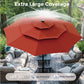 Alpha Joy 10ft 3-Tier Auto-Tilt Patio Umbrella, Steel Pole & Ribs ¨C Double Vented, Solar Lights, Orange Red