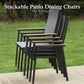 Alpha Joy Outdoor Patio Dining Set with Rectangular Metal Table & Textilene Chairs for 6, Blue