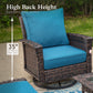Sophia & William Outdoor Patio Wicker Swivel Chairs Set of 2 with 5.5" Thick Cushions, Pacific Blue