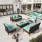 Sophia & William 8 Piece Outdoor Wicker Patio Conversation Sofa Set Outdoor Sectionals, Turquoise