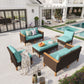 Sophia & William 8 Piece Outdoor Wicker Patio Conversation Sofa Set Outdoor Sectionals, Turquoise