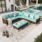 Sophia & William 8 Piece Outdoor Wicker Patio Conversation Sofa Set Outdoor Sectionals, Turquoise