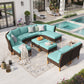 Sophia & William 11 Piece Outdoor Wicker Patio Conversation Sofa Set Outdoor Sectionals, Turquoise