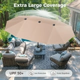 Sophia & William 8-Piece Outdoor Patio Dining Set with 13ft Beige Umbrella, Rectangle Table & Padded Textilene Chairs Furniture Set