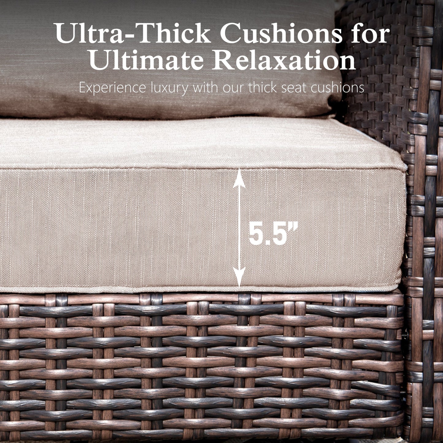 Sophia & William 6 Pieces Patio Furniture Set with Swivel Chairs 7-Seat Wicker Outdoor Conversation Set with Thickened Cushions