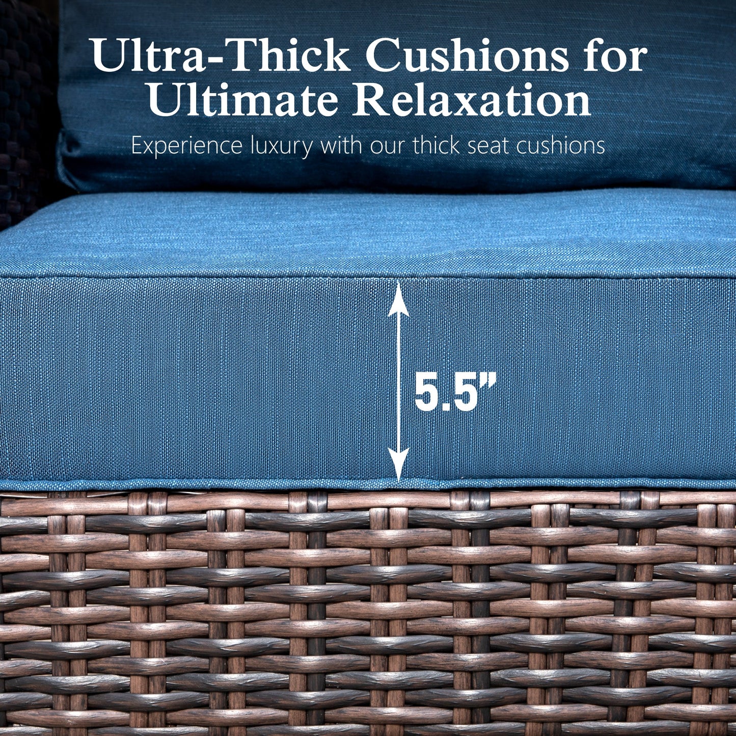 Sophia & William 6 Pieces Outdoor Furniture Set with Swivel Chairs 7-Seat Wicker Patio Conversation Set with Thickened Cushions