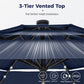 Alpha Joy 10ft 3 Tier Auto-tilt Outdoor Patio Umbrella Beach Garden Double Vented Table Umbrella with Solar Lights, Navy Blue