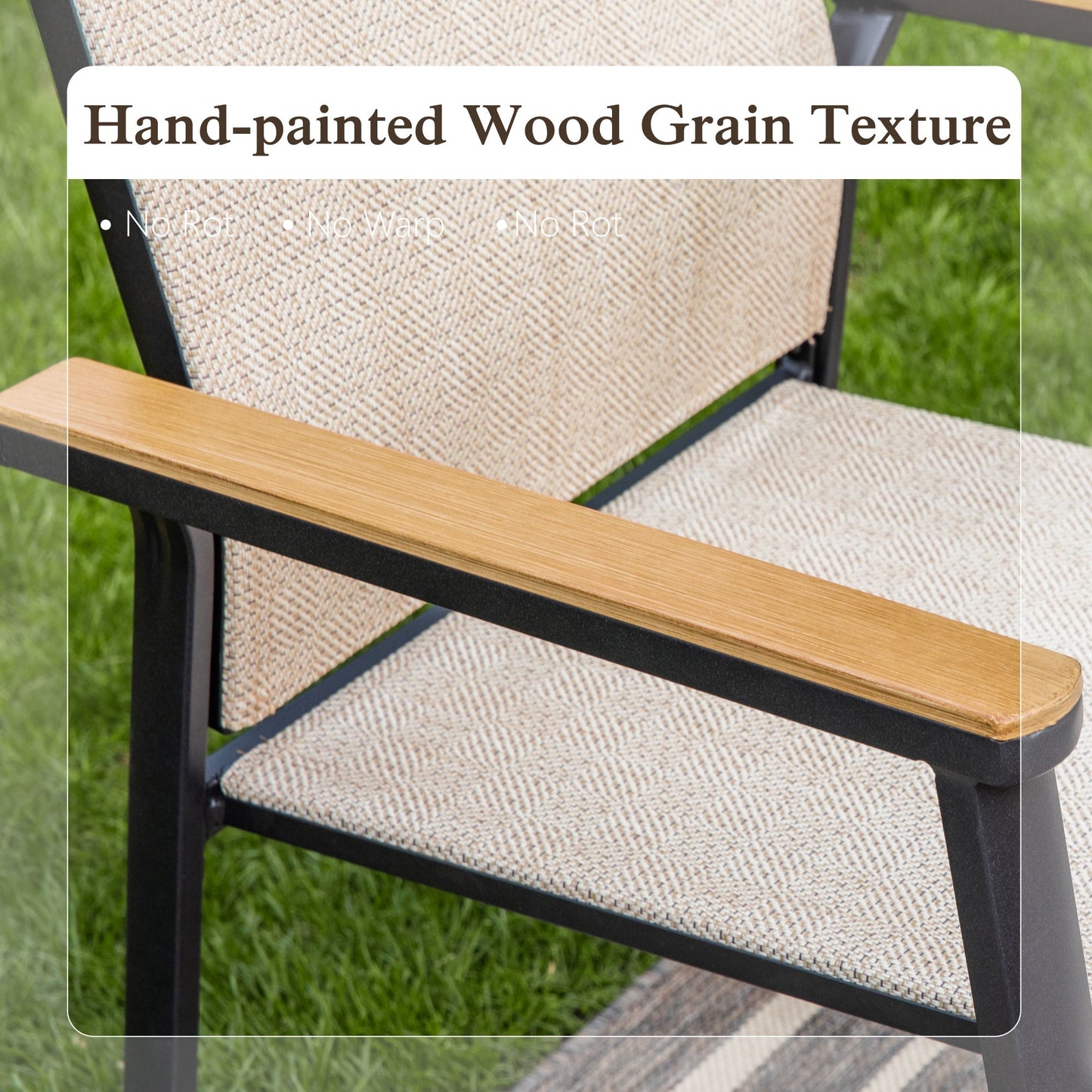 Sophia&William 9-Piece Outdoor Patio Dining Set Textilene Chairs & 60" Square Table Furniture Set, Beige