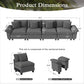 Sophia&William Modular Sectional Sofa Sets, Modern Corduroy Cloud Couch 4-Seat Cloud Sofa with Throw Pillows for Living Room,Gray