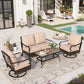 Sophia & William 4 Piece Metal Patio Furniture Set 4-Seat Outdoor Conversation Set with Swivel Chairs