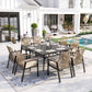 Sophia & William 9-Piece Outdoor Patio Dining Set Metal Rattan Chairs and Large Steel Square Table