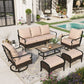Sophia & William 6 Piece Metal Patio Conversation Sofa Set 7-Seat Outdoor Sectionals