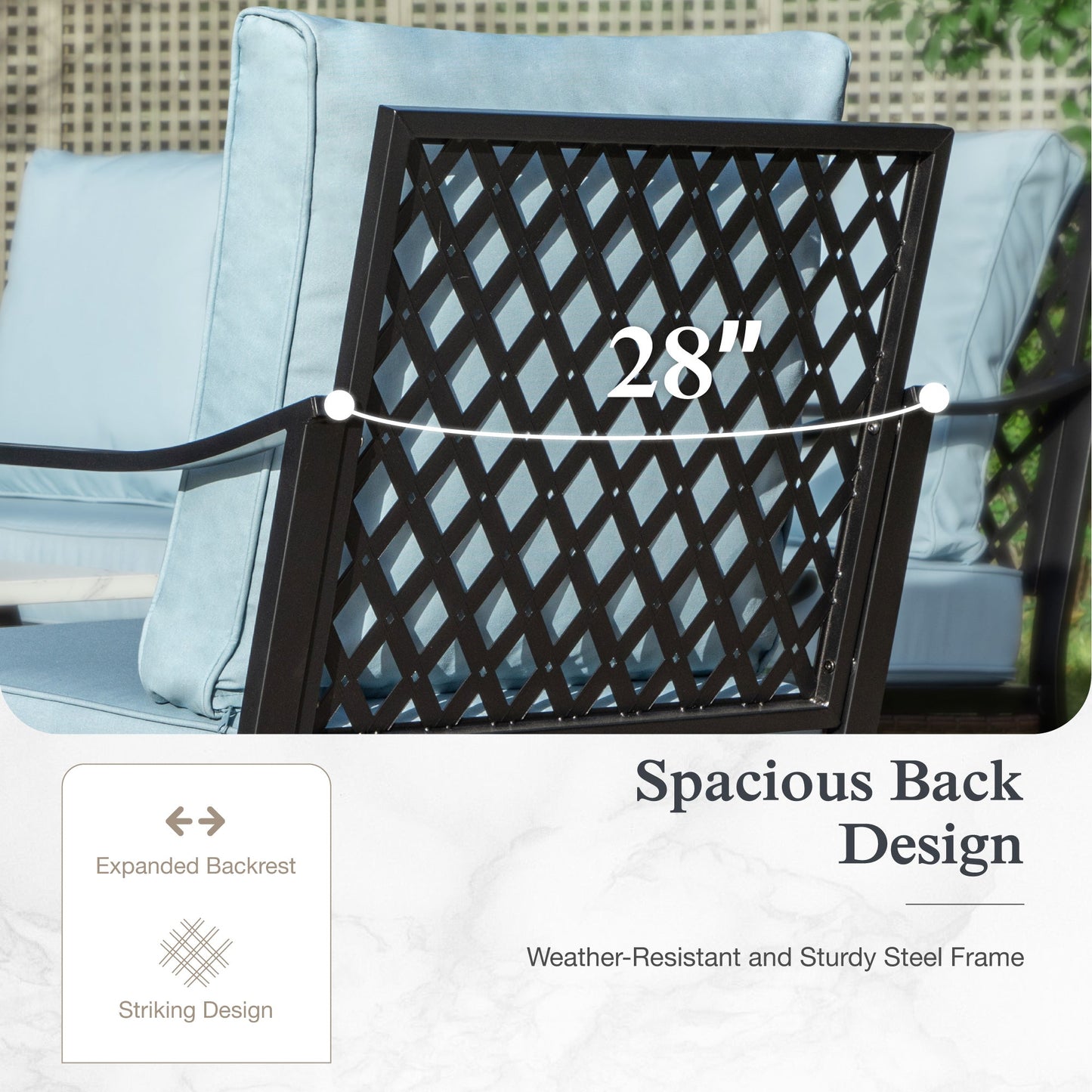 Sophia & William 7 Seat Patio Conversation Set,Outdoor Furniture Set with Rocking Chairs & Fixed Chairs, Blue