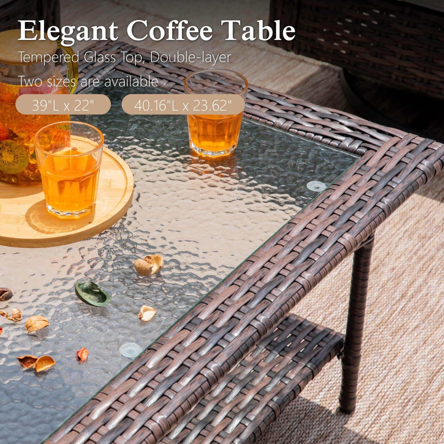 Sophia & William 4 Pieces Patio Furniture Set with Swivel Chairs 5-Seat Wicker Outdoor Conversation Set with Thickened Cushions