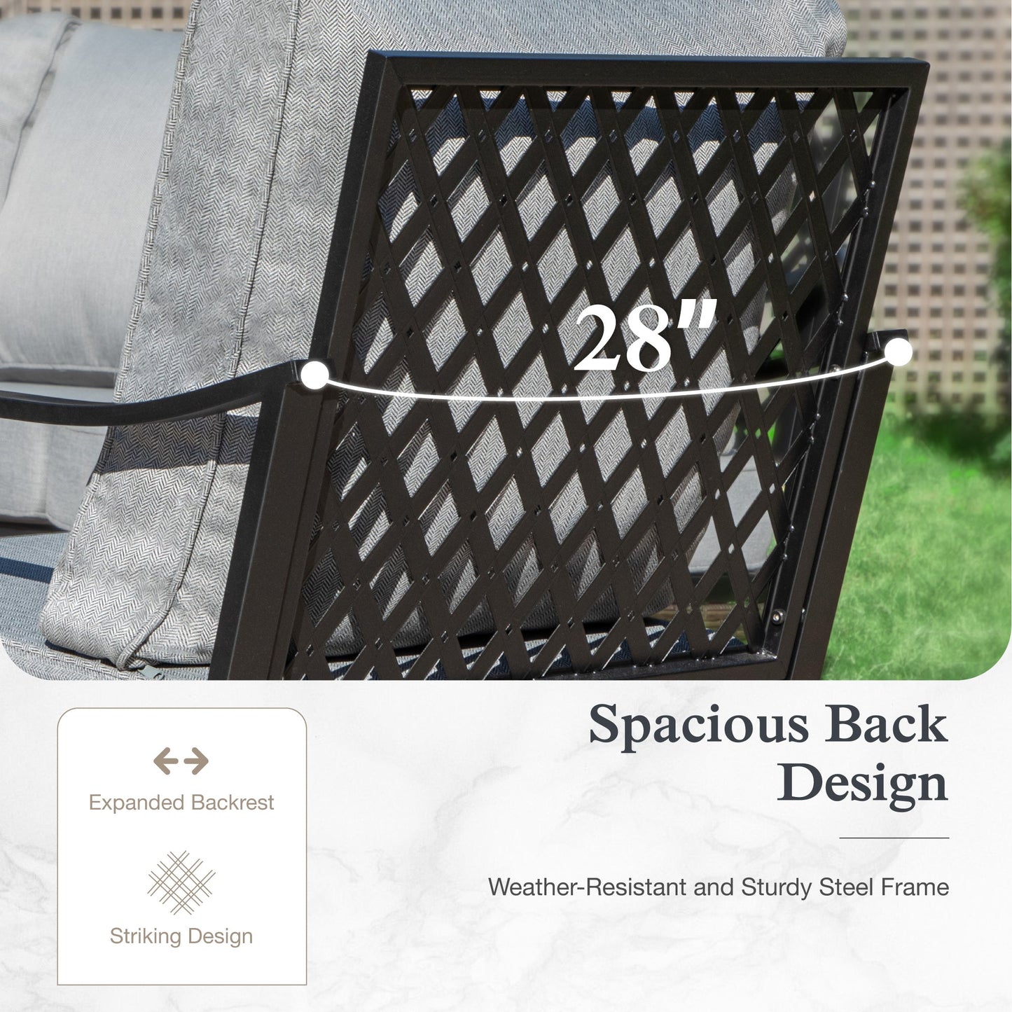 Sophia & William 7 Seat Patio Conversation Set,Outdoor Furniture Set with Rocking Chairs & Fixed Chairs, Gray