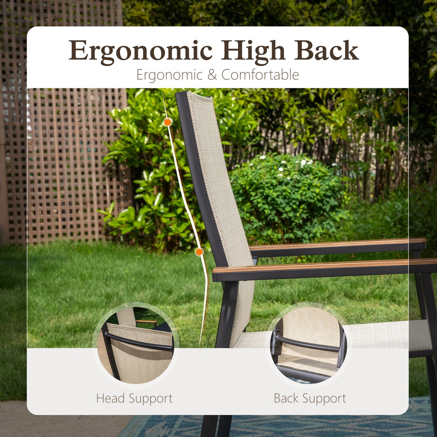 Sophia & William Patio Outdoor Dining Chairs Lightweight Aluminum Stackable Chairs Set of 2 - Beige