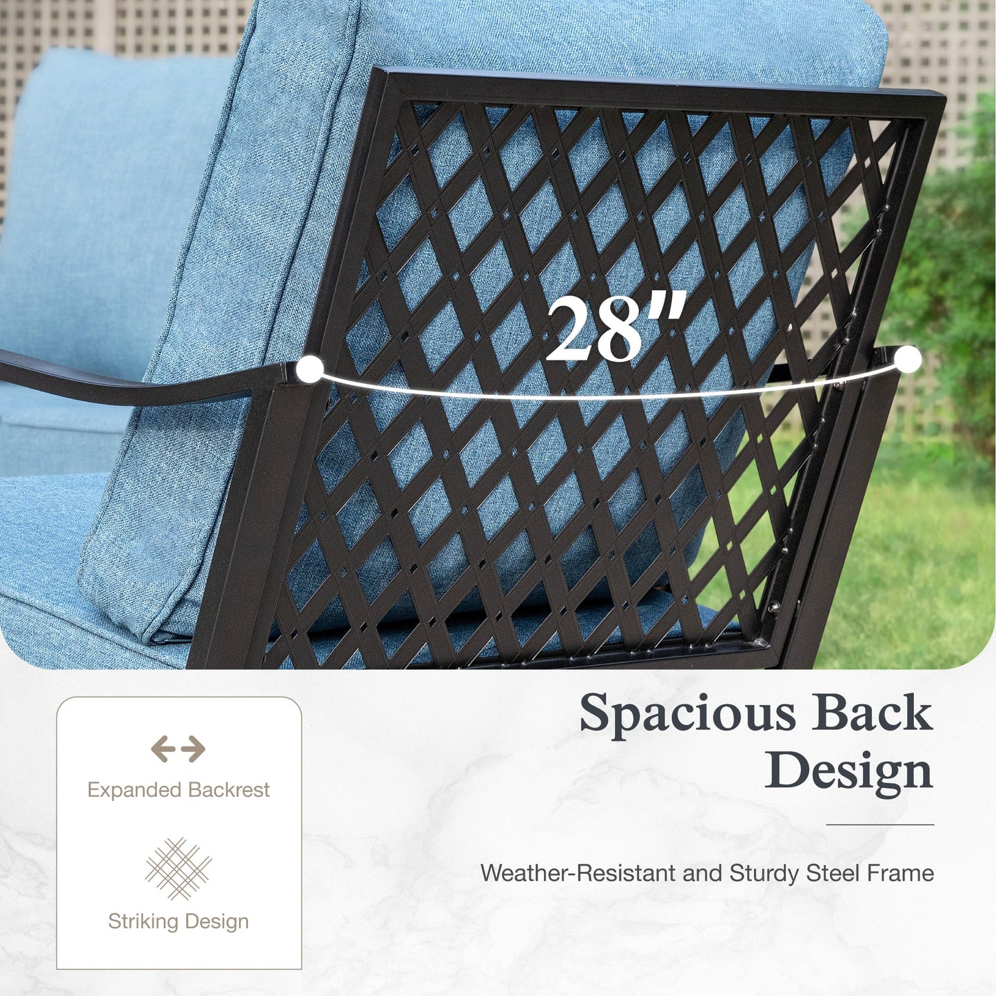 Sophia & William 7 Seat Patio Conversation Set,Outdoor Furniture Set with Rocking Chairs & Fixed Chairs, Navy Blue