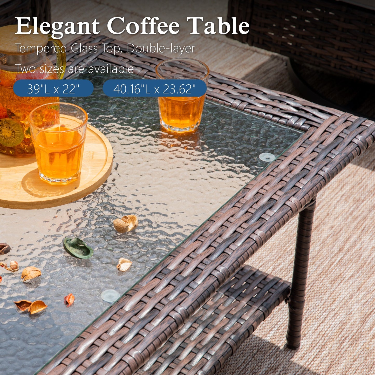 Sophia & William 6 Pieces Patio Furniture Set with Swivel Chairs 7-Seat Wicker Outdoor Conversation Set with Thickened Cushions