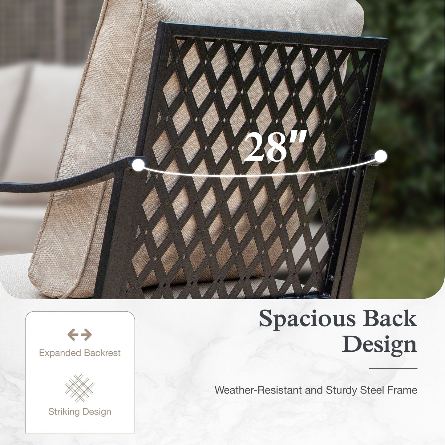 Sophia & William 7 Seat Patio Conversation Set,Outdoor Furniture Set with Rocking Chairs & Fixed Chairs, Beige