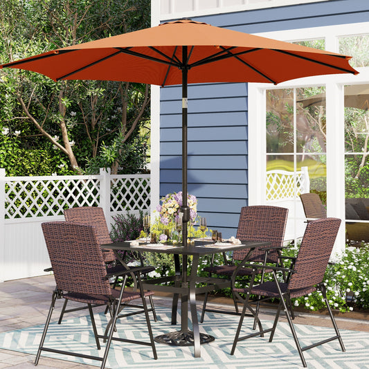 Sophia & William 6 Pieces Wicker Outdoor Dining Set with 9 FT Patio Umbrella