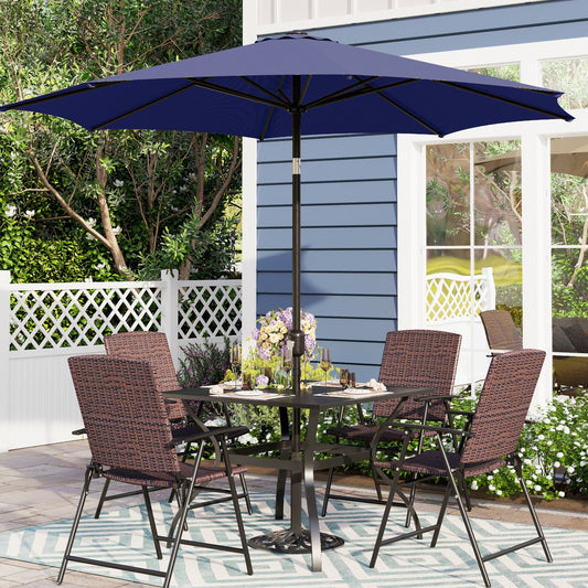 Sophia & William 6 Pieces Wicker Outdoor Dining Set with 9 FT Patio Umbrella