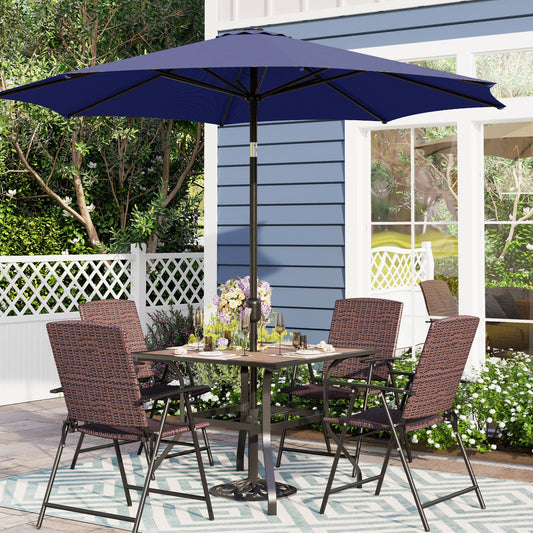 Sophia & William 6 Pieces Wicker Outdoor Dining Set with 9 FT Patio Umbrella