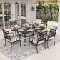 Sophia&William 7-Piece Outdoor Patio Dining Set Metal Cushioned Chairs and Table Furniture Set with Cushion for 6, Beige