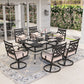 Sophia & William 7-Piece Outdoor Patio Dining Set Cushioned Swivel Chairs and Steel Table with Cushion, Beige