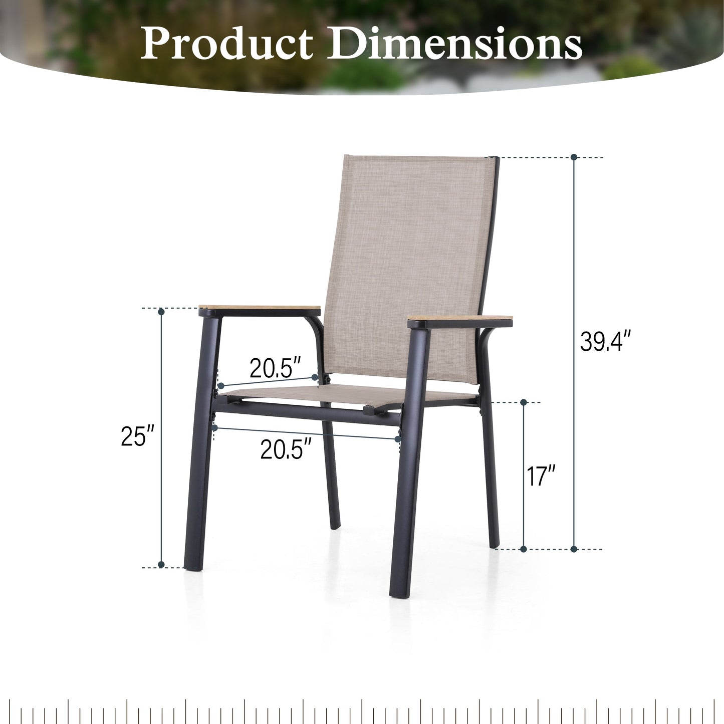 Sophia & William Patio Outdoor Dining Chairs Lightweight Aluminum Stackable Chairs Set of 2 - Beige