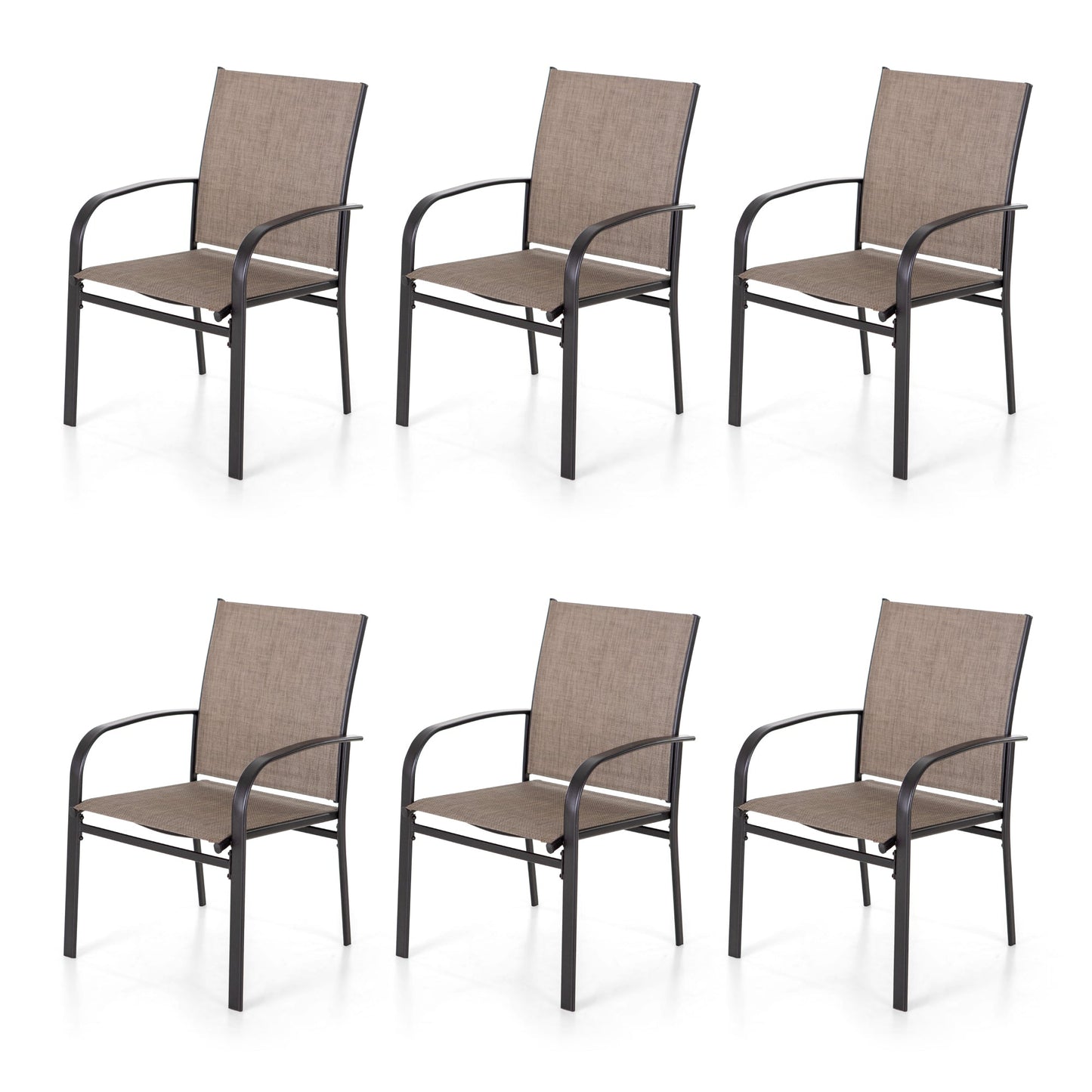 Sophia & William 6-Piece Outdoor Patio Dining Chairs Textilene Patio Chairs for Garden, Backyard, or Poolside, Brown