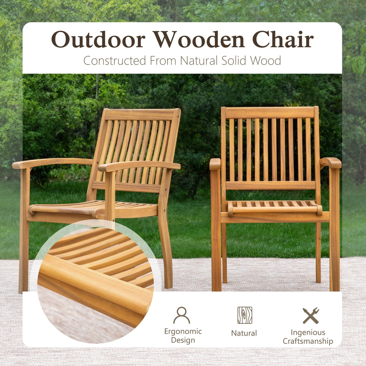 Sophia & William 7 Pieces Acacia Wood Outdoor Patio Dining Set Expandable Table and Patio Chairs Natural Wood for Lawn, Garden, Backyard