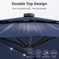 Alpha Joy 15ft Extra Large Outdoor Patio Umbrella Double-Sided Ventilation Umbrella with Led Lights & Umbrella Base, Navy Blue