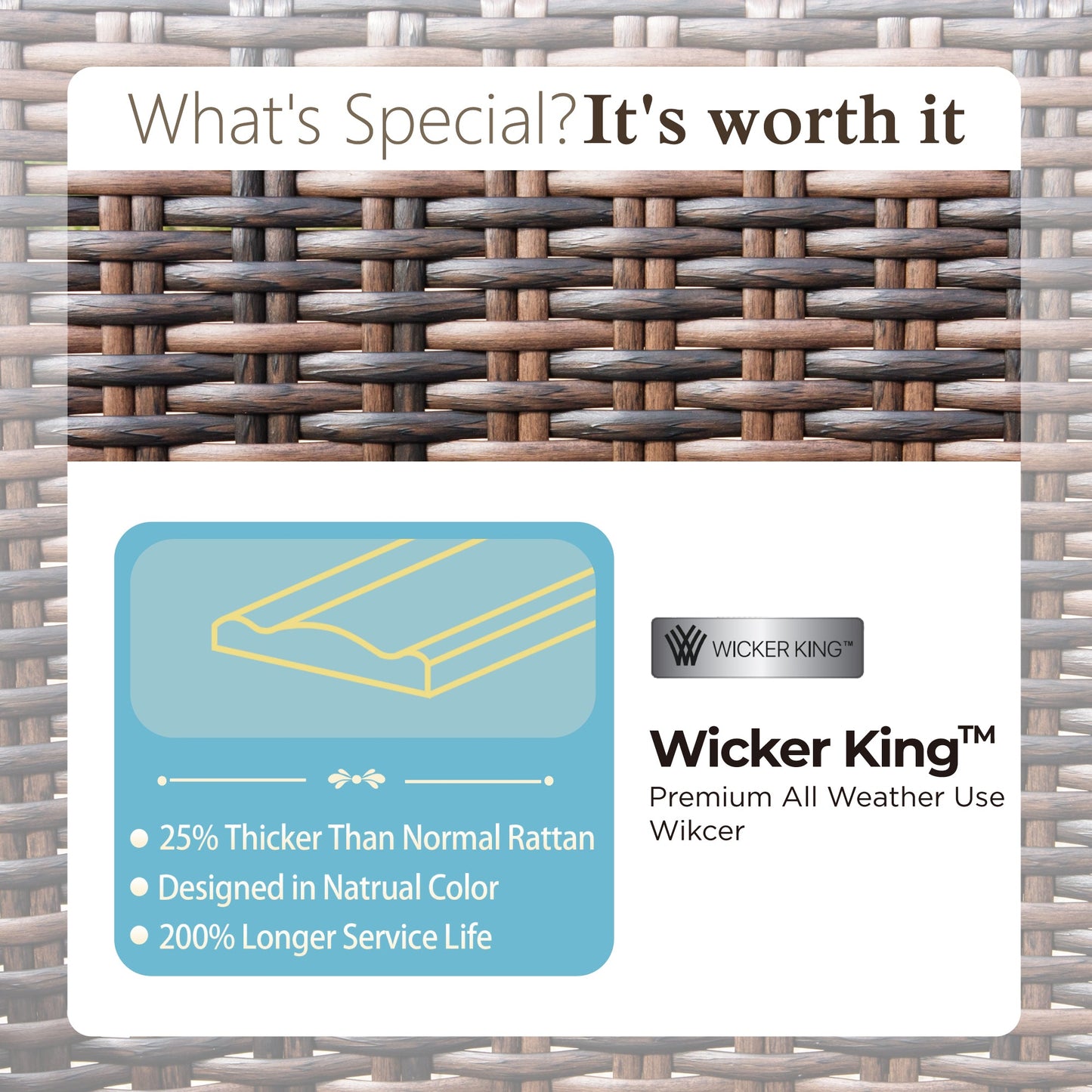 Sophia & William 6 Pieces Patio Furniture Set with Swivel Chairs 7-Seat Wicker Outdoor Conversation Set with Thickened Cushions