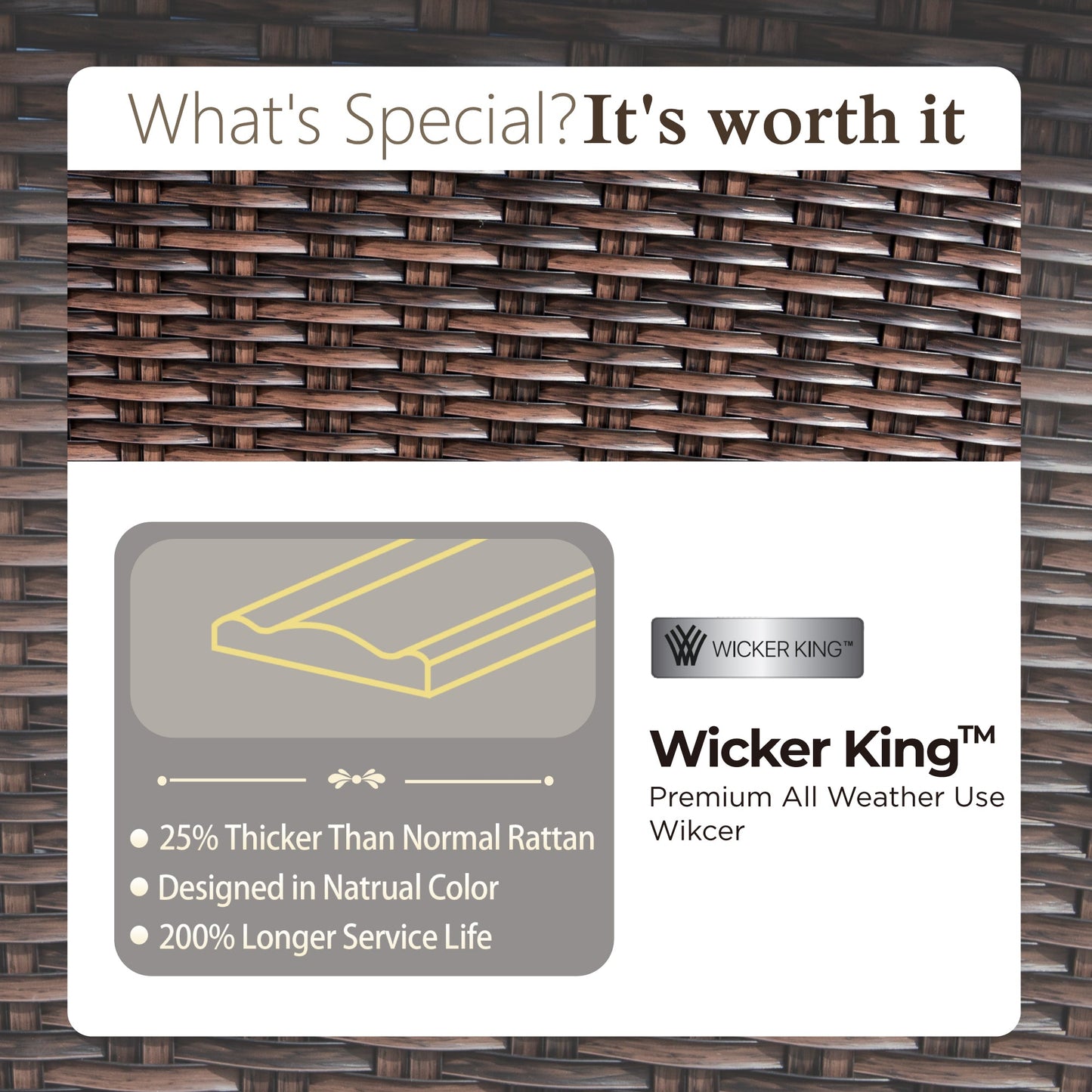 Sophia & William 4 Pieces Patio Furniture Set with Swivel Chairs 5-Seat Wicker Outdoor Conversation Set with Thickened Cushions