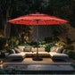 Alpha Joy 10ft 3-Tier Auto-Tilt Patio Umbrella, Steel Pole & Ribs ¨C Double Vented, Solar Lights, Orange Red