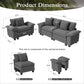 Sophia&William 3-Seat Modular Sectional Sofa Sets, Modern Corduroy Cloud Couch Oversized Sofa Sectional with Pillows for Living Room,Gray