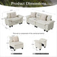 Sophia&William 3-Seat Modular Sectional Sofa Sets, Oversized Chenille Couch Cloud Sofa with 3 Throw Pillows for Living Room,White