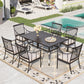 Sophia&William 7-Piece Outdoor Patio Dining Set Metal Padded Chairs and Table Set Outside Furniture Set with Beige Cushions