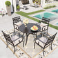 Sophia&William 5-Piece Outdoor Patio Dining Set Metal Cushioned Chairs and 42  Round Table Set with Cushion, Beige