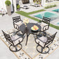 Sophia & William 5-Piece Outdoor Patio Dining Set Cushioned Swivel Chairs and Steel 42  Round Table with Cushion, Beige