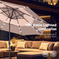 Alpha Joy 10ft 3 Tier Auto-tilt Outdoor Patio Umbrella Beach Garden Double Vented Table Umbrella with Solar Lights, Beige & Tan