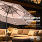 Alpha Joy 10ft 3-Tier Auto-Tilt Patio Umbrella, Steel Pole & Ribs ¨C Double Vented, Solar Lights, Beige & Tan