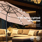 Alpha Joy 10ft 3-Tier Auto-Tilt Patio Umbrella, Steel Pole & Ribs ¨C Double Vented, Solar Lights, Beige
