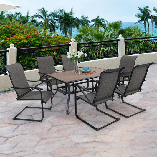 Sophia&William 7-Piece Metal Outdoor Patio Dining Furniture Set, Gray