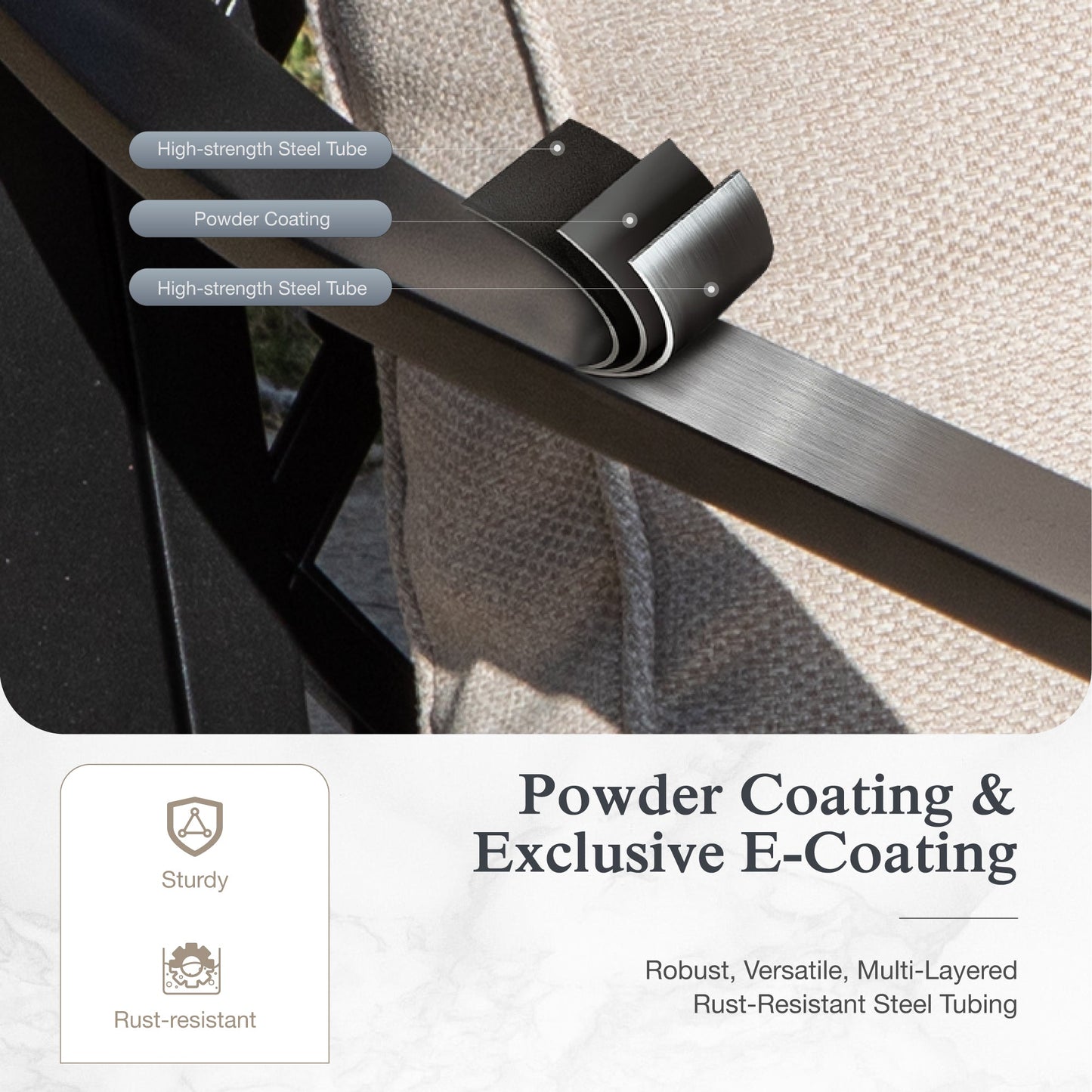 Sophia & William 7 Seat Patio Conversation Set,Outdoor Furniture Set with Rocking Chairs & Fixed Chairs, Beige