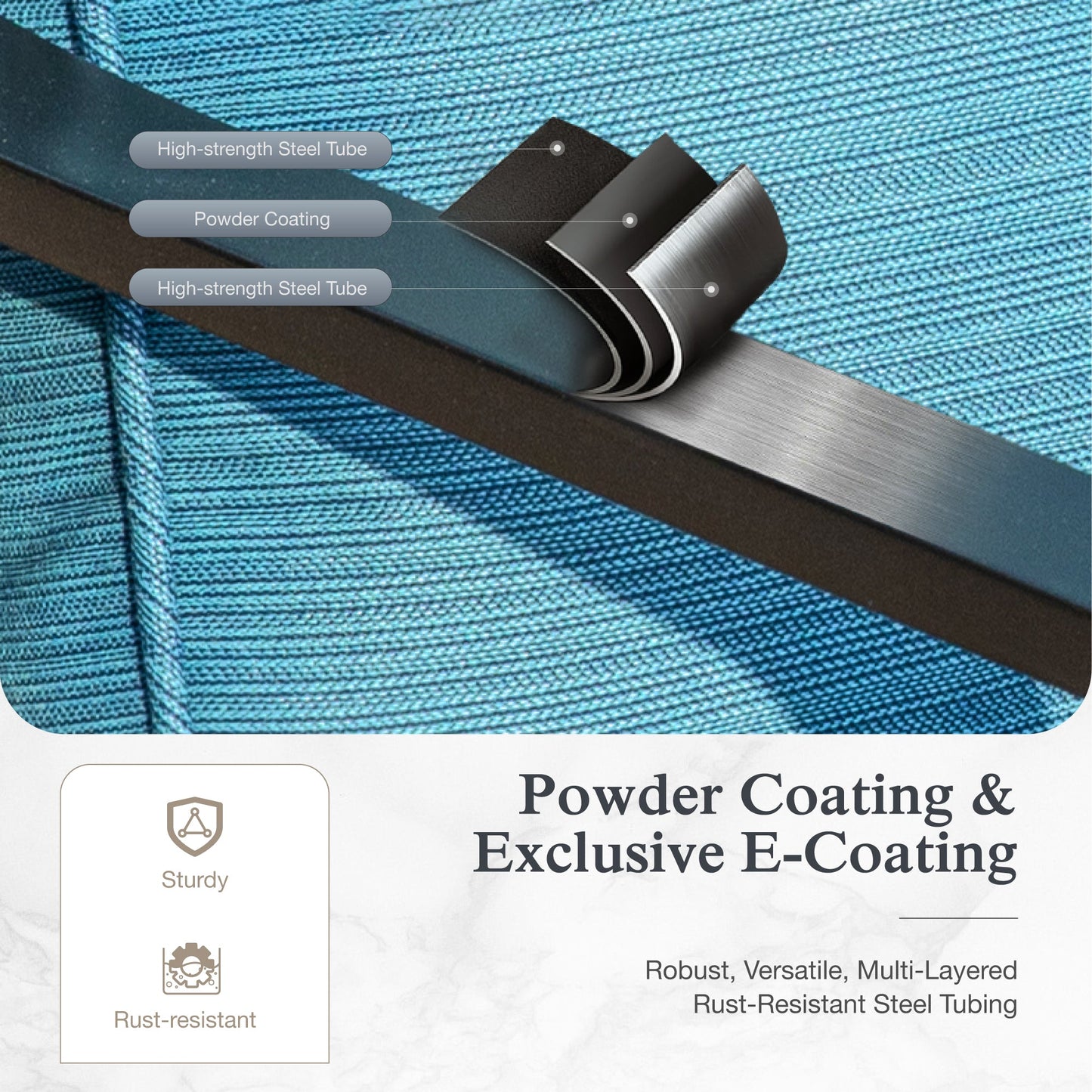 Sophia & William 7 Seat Patio Conversation Set,Outdoor Furniture Set with Rocking Chairs & Fixed Chairs, Pacific Blue