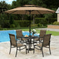 Sophia & William 6Pcs Outdoor Patio Dining Set with 10Ft Beige Umbrella Metal Table and Highback Textilene Chairs Set 23inch Deeper Seat Patio Furniture Set