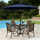 Sophia & William 6Pcs Outdoor Patio Dining Set with 10Ft Navy Blue Umbrella Metal Table and Highback Textilene Chairs Set 23inch Deeper Seat Patio Furniture Set