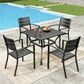 Sophia&William 5Pcs Patio Dining Set Outdoor Metal Stackable Chairs and Square Table for 4