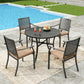 Sophia&William 5Pcs Patio Dining Set Outdoor Metal Padded Cushioned Chairs and 42inch  Round Table Furniture Sets for 4